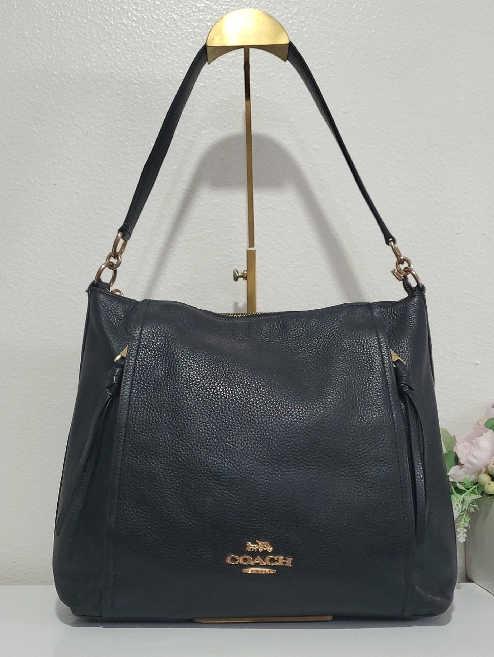 Coach Marlon Black Leather Hobo Shoulder Bag